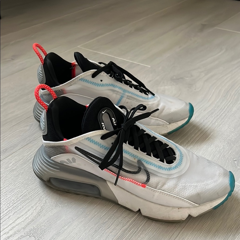 Nike Air Max White Sneakers with Orange and Blue Accents